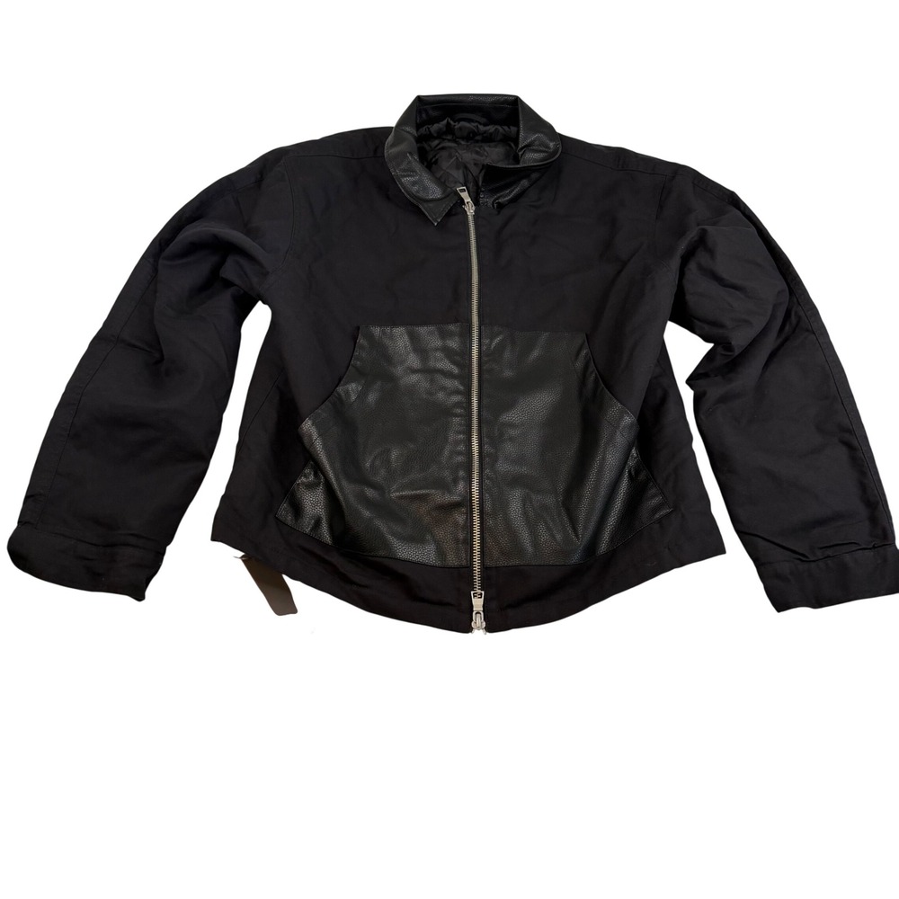 Ananke Black Canvas Faux Leather Mixed Media Zip Up Jacket Mens XL Streetwear
